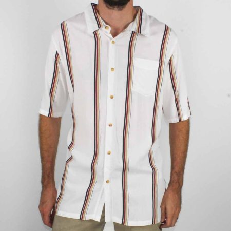 Afends Soul Short Sleeve Cream Shirt Front