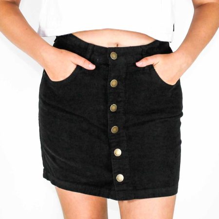 Billabong Black Good life Cord Skirt Front