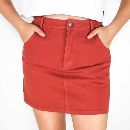 Afends Denny Twill Brick Skirt Front