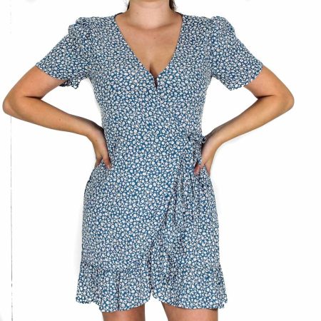 Billabong Florida Blue Wrap Dress- Front