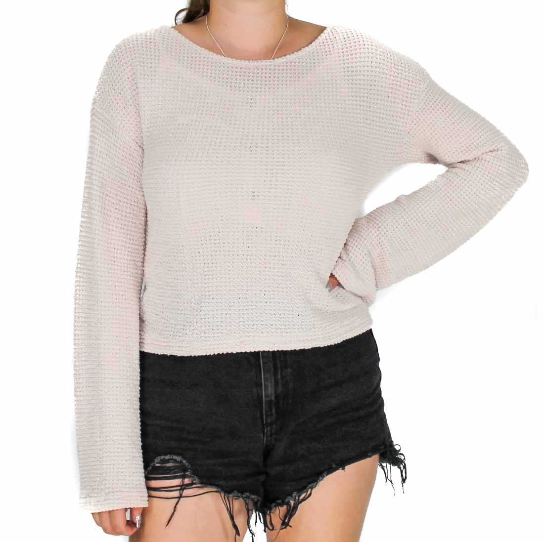 Rusty Melrose Long Sleeve Crop Top-Front