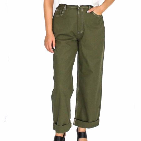 Lee High Baggy Olive Pants-Front