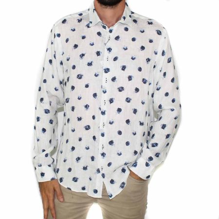 Abelard Long Sleeve Printed Linen Shirt -Front