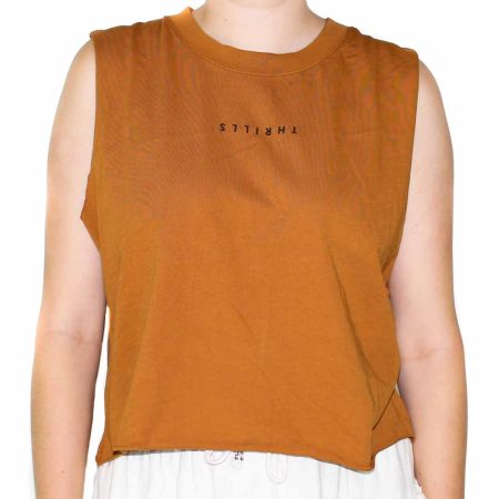 Thrills Minimal Crop Brown Muscle-FRONT